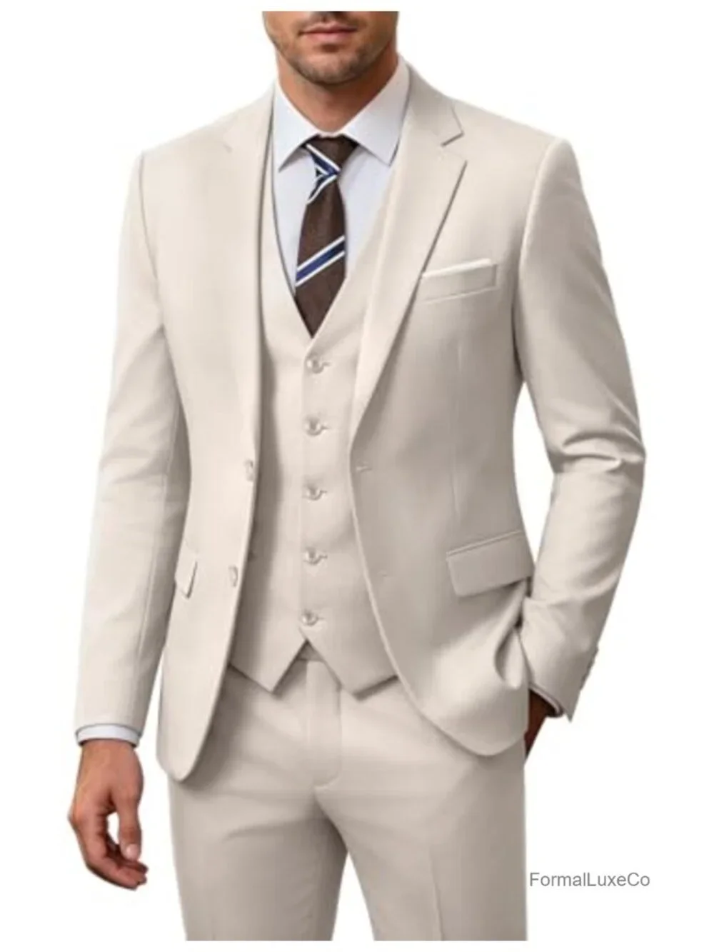 Men's 3 Piece Slim Fit Suit Set Jacket Vest Pants Wedding Prom Tuxedo